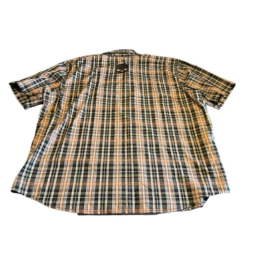 Harley Davidson 3XL short sleeve orange plaid button up polo shirt motorcycle - Picture 2 of 7